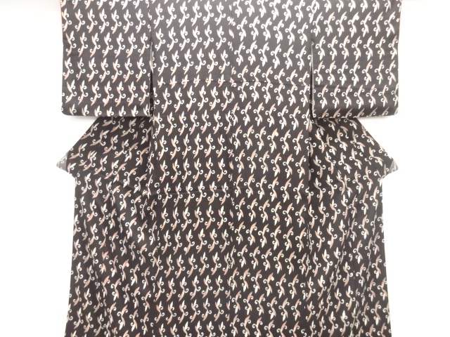 アンティーク　錦紗草葉模様着物